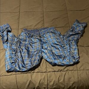 Love J Blue and White Plaid Joggers